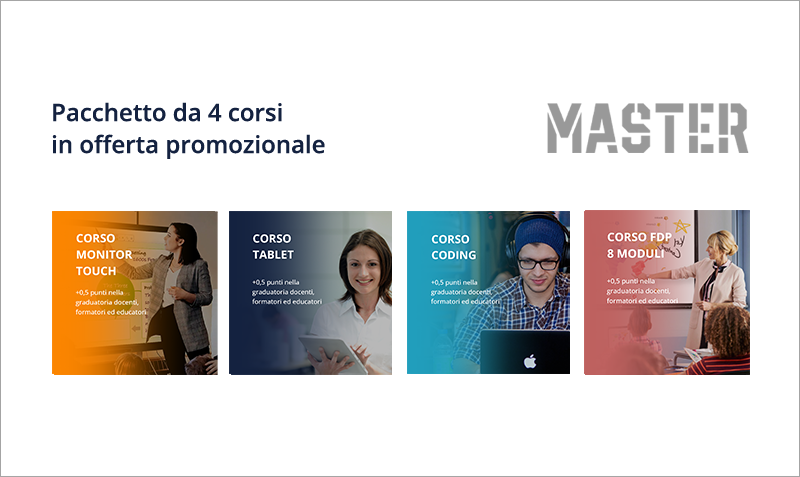 Pacchetto 4 Certificazioni informatiche: Monitor Touch, Tablet, Coding, FDP 8 Moduli